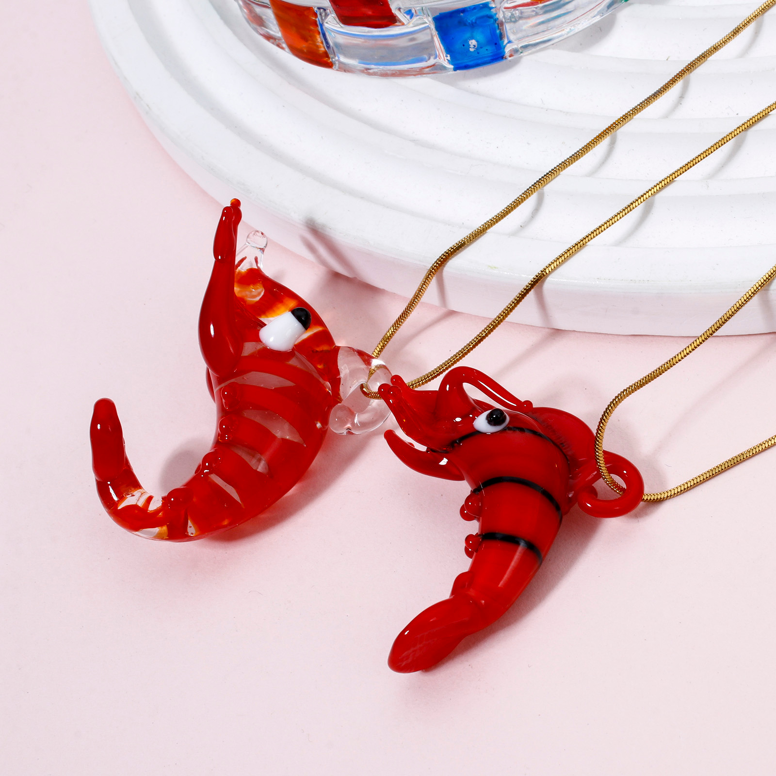 Aquarium Plant Red - 1PCs Red Lobster Lampwork Glass Pendant